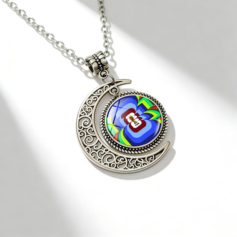 Sporty Geometric Alloy Plated Necklace with Crystal Pendant Unisex Cable Chain