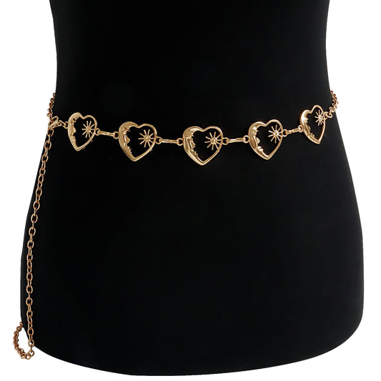 Minimalist Heart-Shaped Metal Waist Chain for Women with Punk Accents Lightweight Luxury Belt Accessory