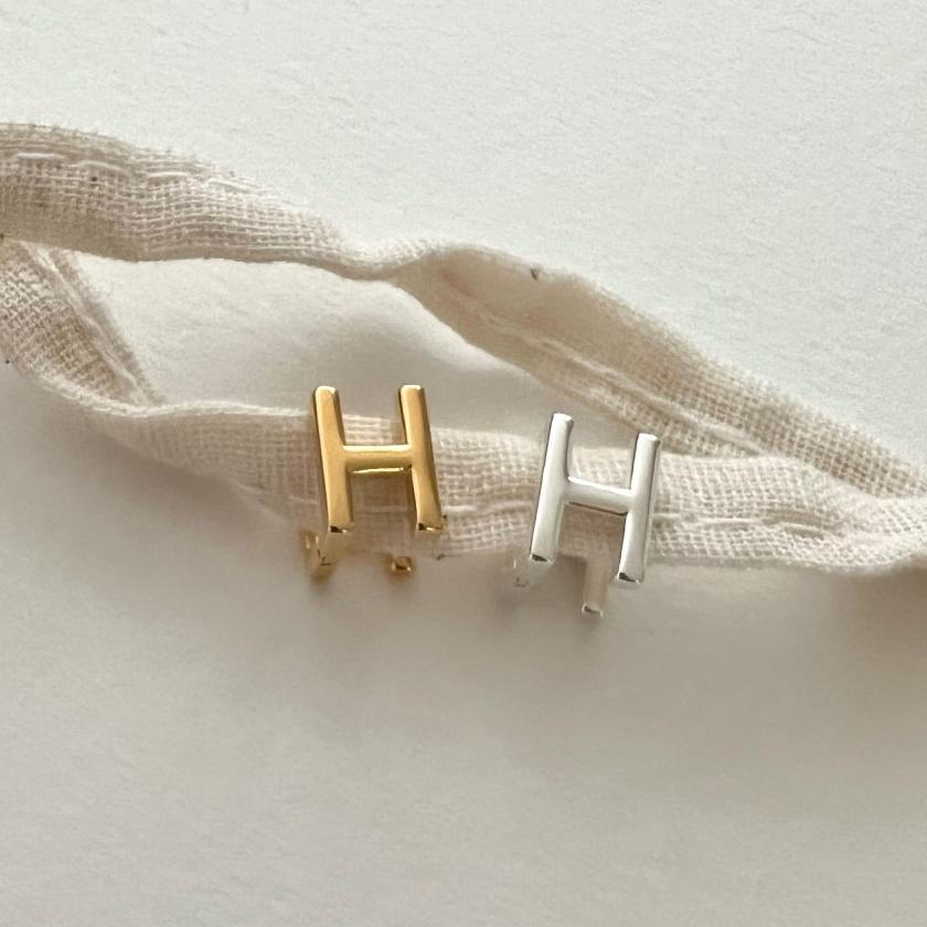 Minimalist Letter Stud Earrings for Women in 925 Sterling Silver with Gold Plating