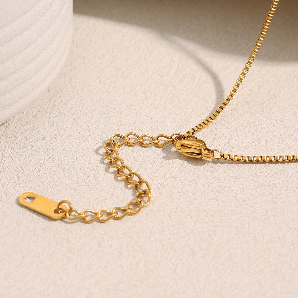 Minimalist Letter Pendant Necklace in Stainless Steel with 18K Gold Plating for Women