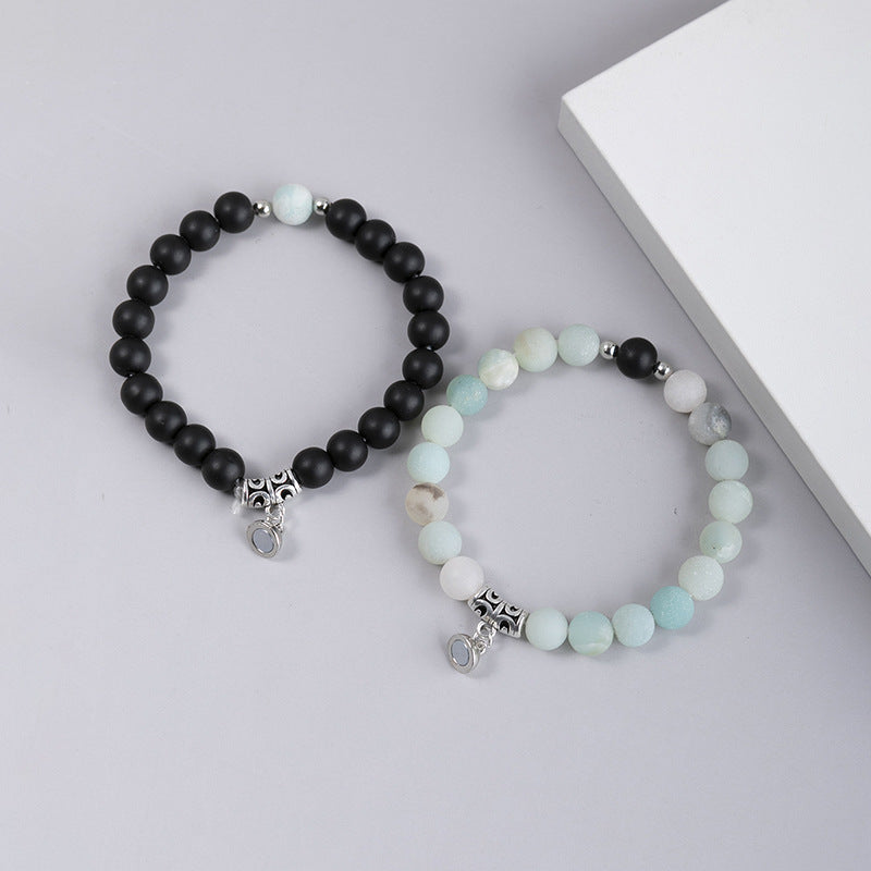 Minimalist Heart Agate Plated Bracelet Set for Unisex