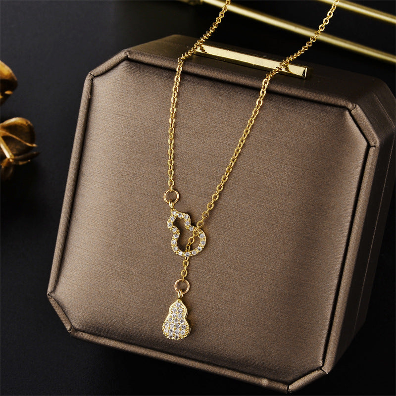 Minimalist Titanium Steel Electroplated Round Bead Chain Necklace for Women