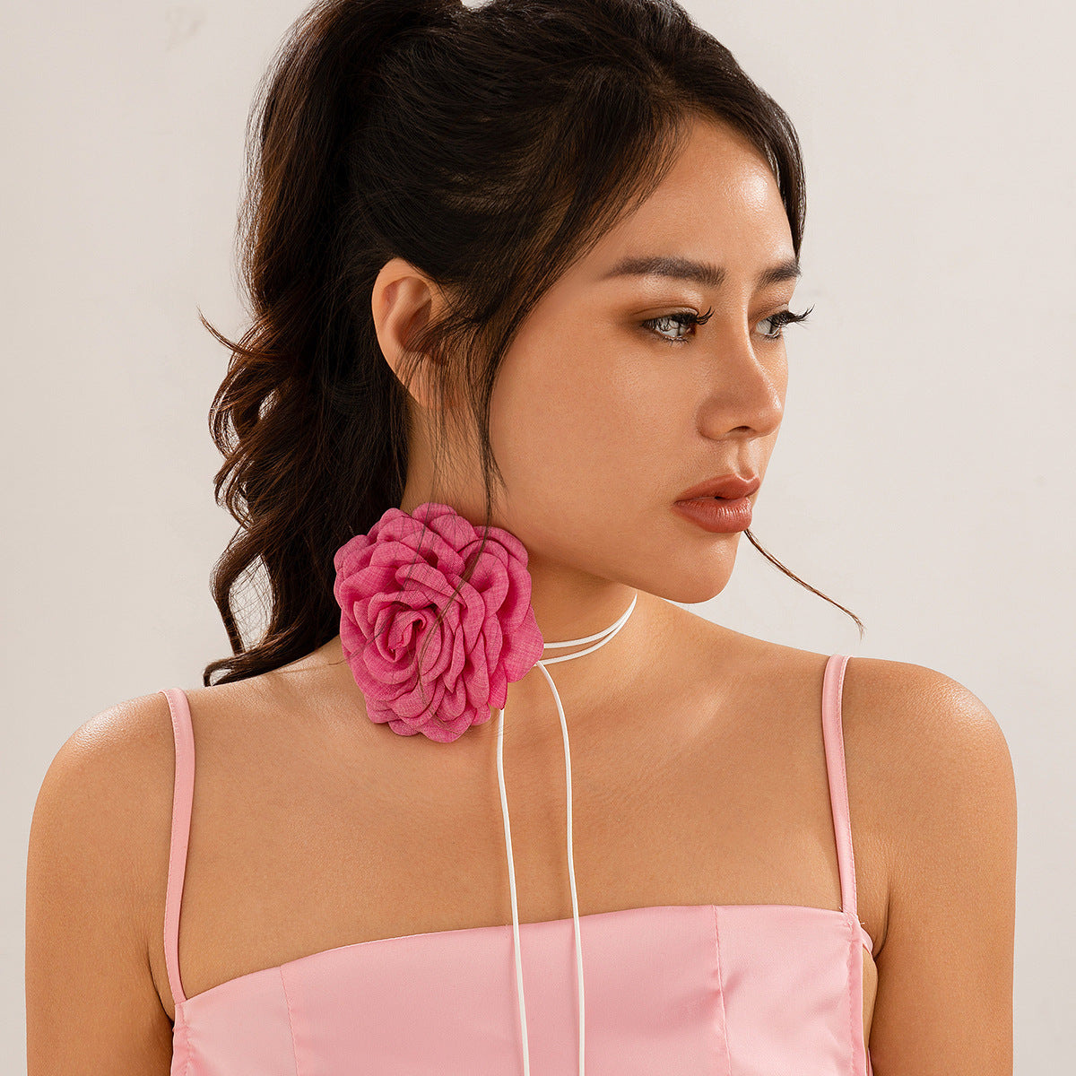 Minimalist Floral Leather Snake Chain Choker Necklace for Women