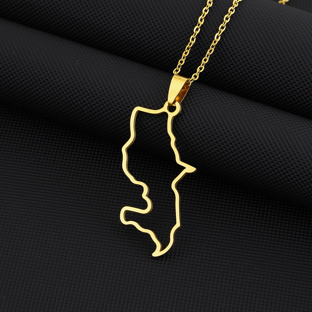 Collar con Colgante Geométrico Minimalista de Acero Inoxidable con Acabado Chapado para Mujer, Cadena de Capas a la Moda