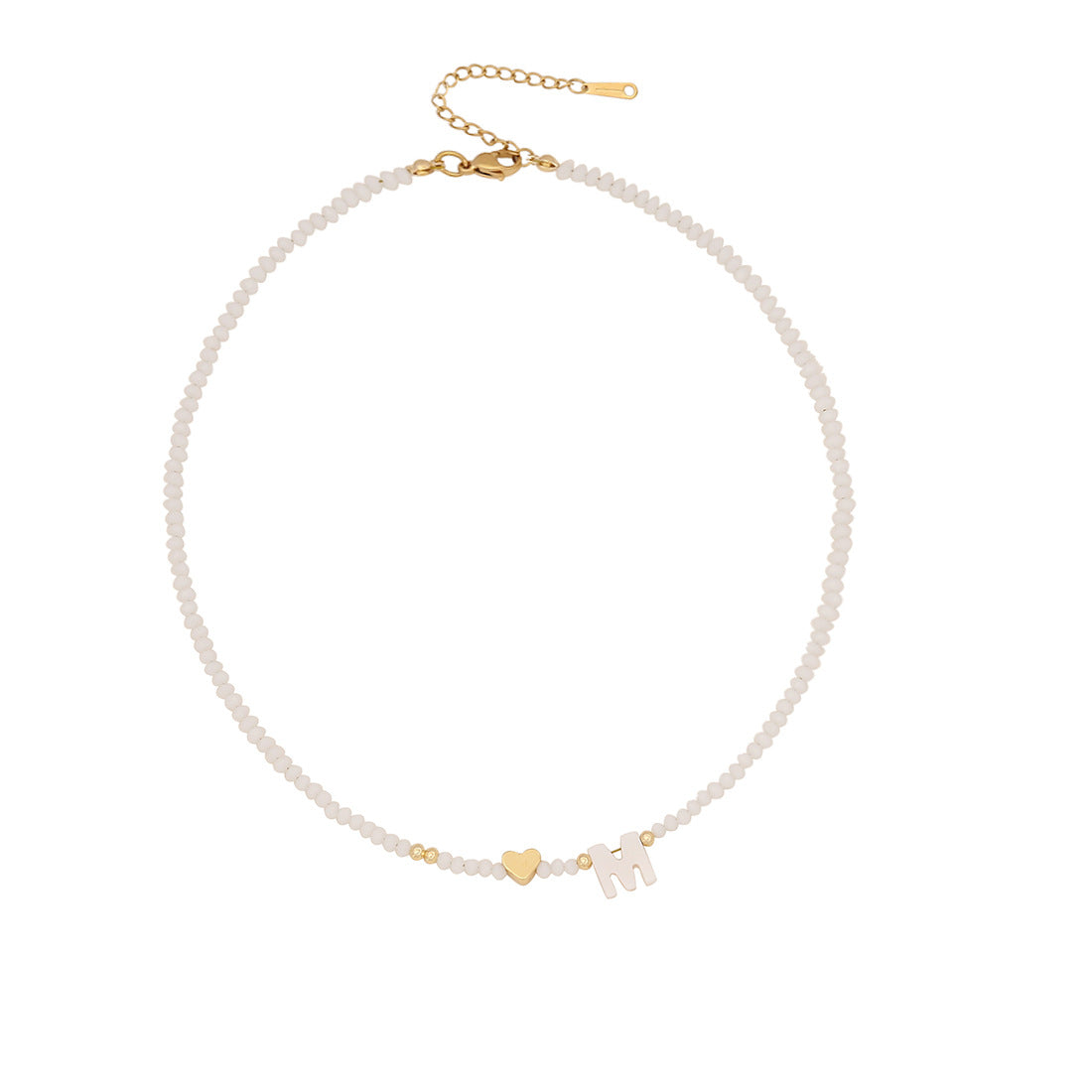 Collana con ciondolo a lettera dal design originale con ciondolo a conchiglia e perline di cristallo da donna
