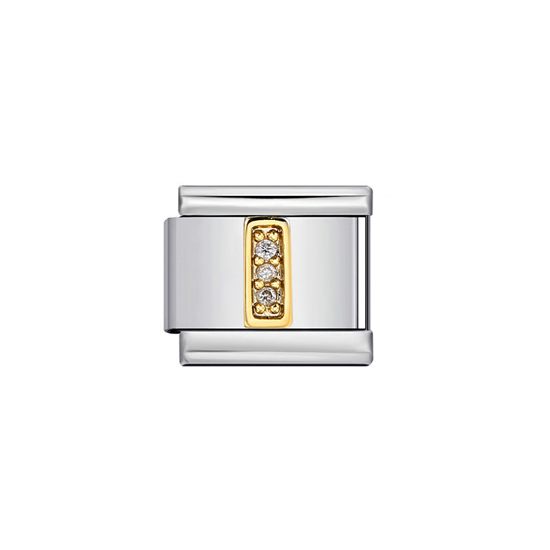 Gold Plated Stainless Steel Letter Charm Bar Bracelet DIY Modular Detachable Unisex