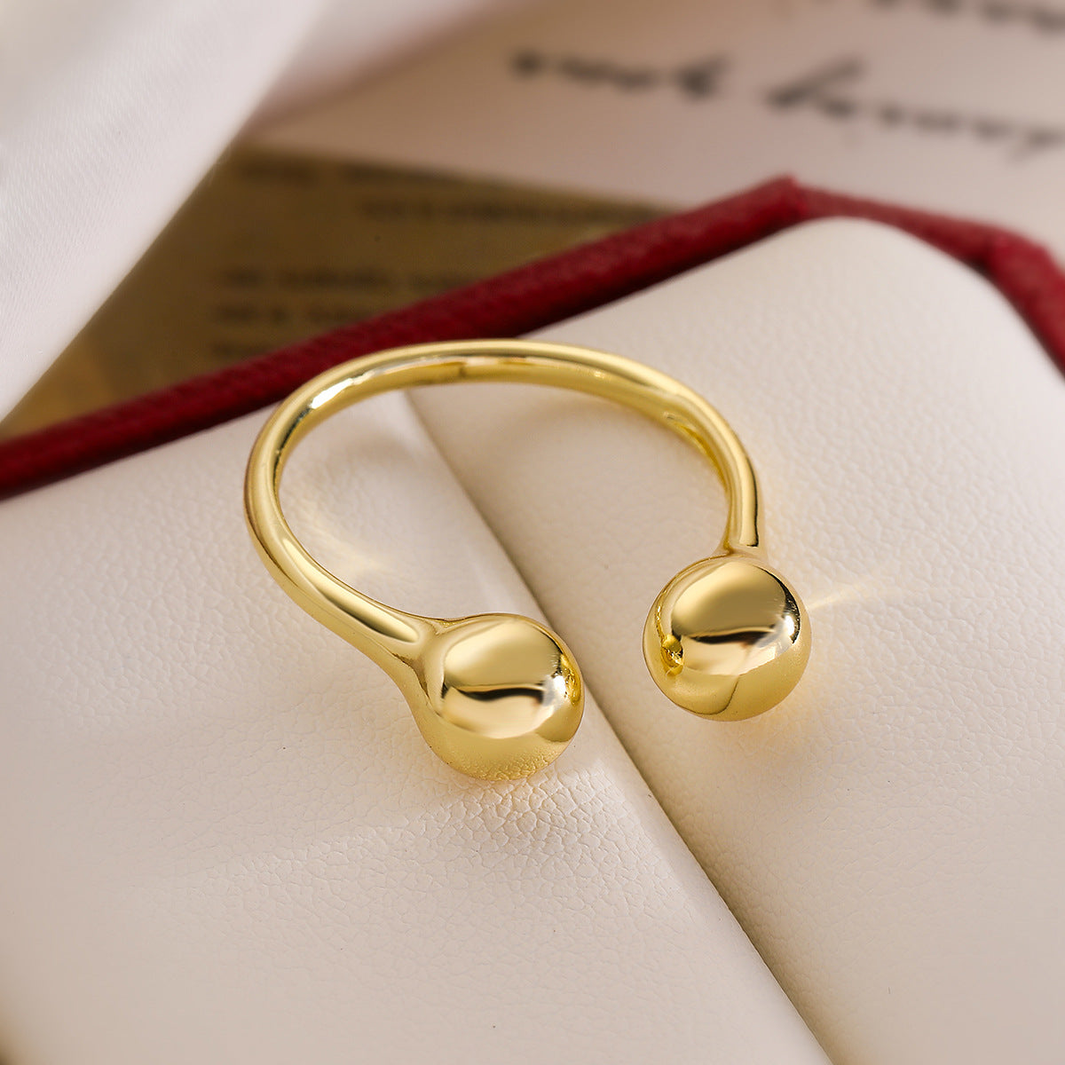 Minimalist Geometric Open-Fit Copper Ring with Gold Plating for Women