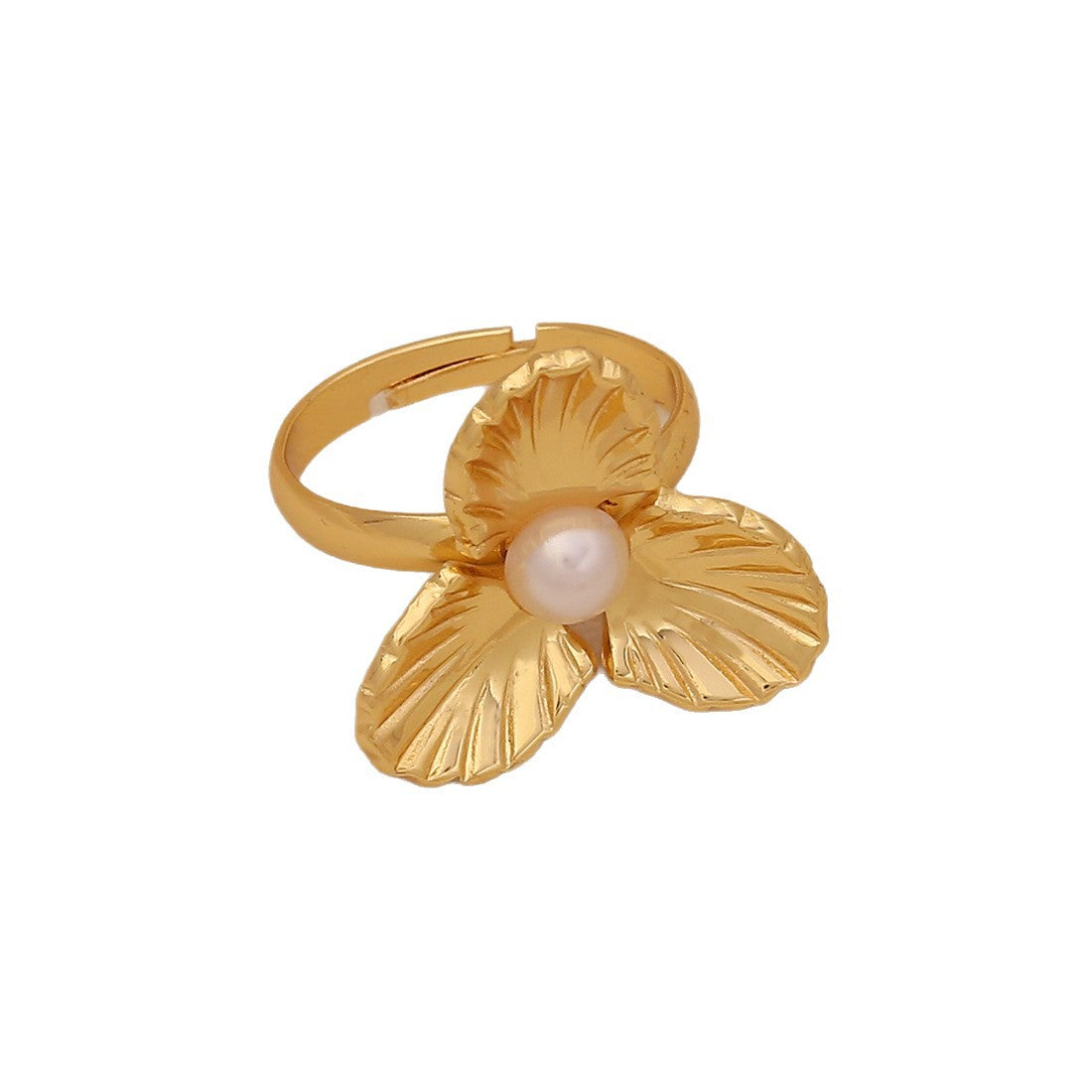 Anello in acciaio inossidabile da donna con farfalla e cuore, finitura placcata