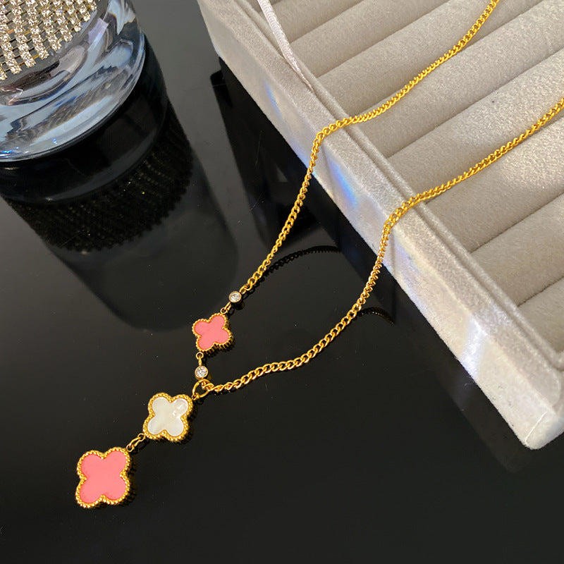 Sweet Floral Titanium Steel Plated Necklace Unisex