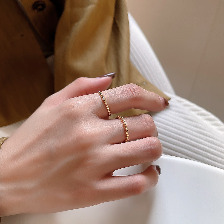 Anello Donna Minimalista in Argento Sterling 925 con Pois Geometrici