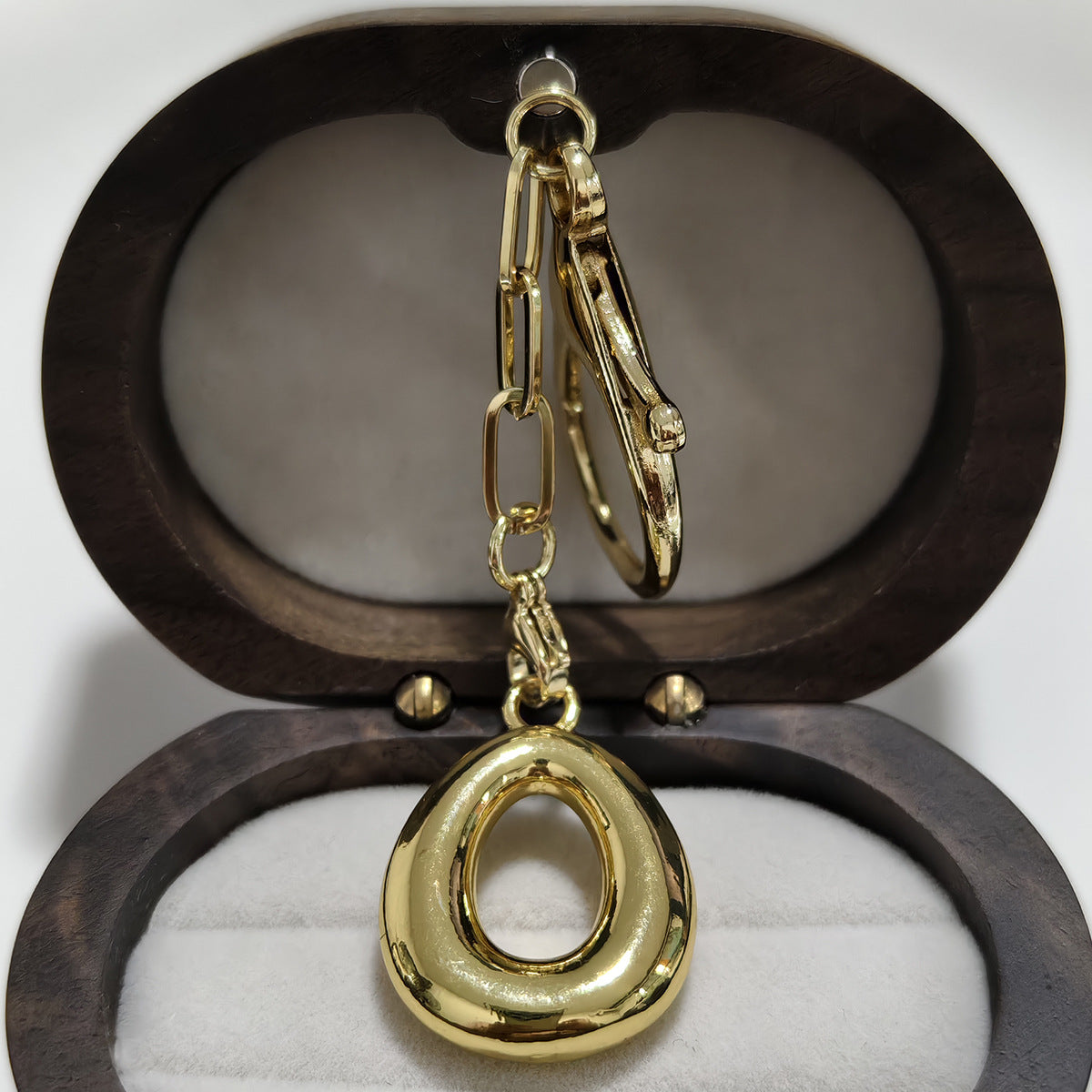Minimalist 18K Gold Plated Letter Pendant Keychain for Brass