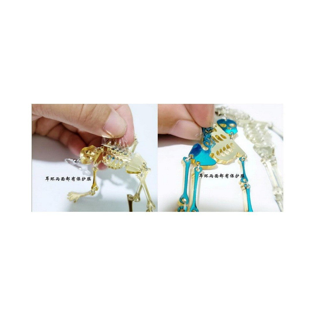 Pendientes acrílicos de calavera gótica oscura y esqueleto para mujer con forma geométrica y acabado hecho a mano