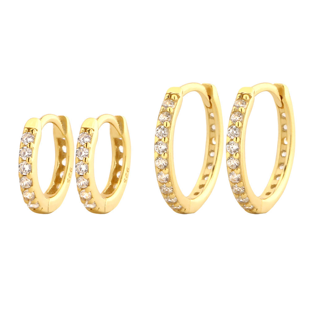Pendientes de aro de plata de ley 925 con diseño geométrico de estilo vintage con incrustaciones de diamantes de imitación para mujer