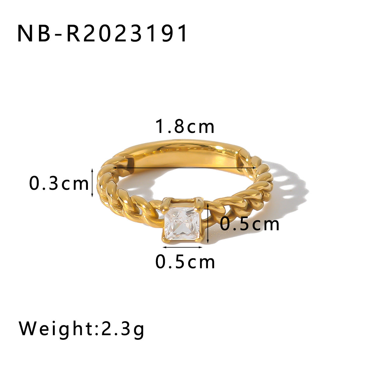 Minimalist Geometric Stainless Steel Ring with 18K Gold Plating and Zirconia for Women and Men