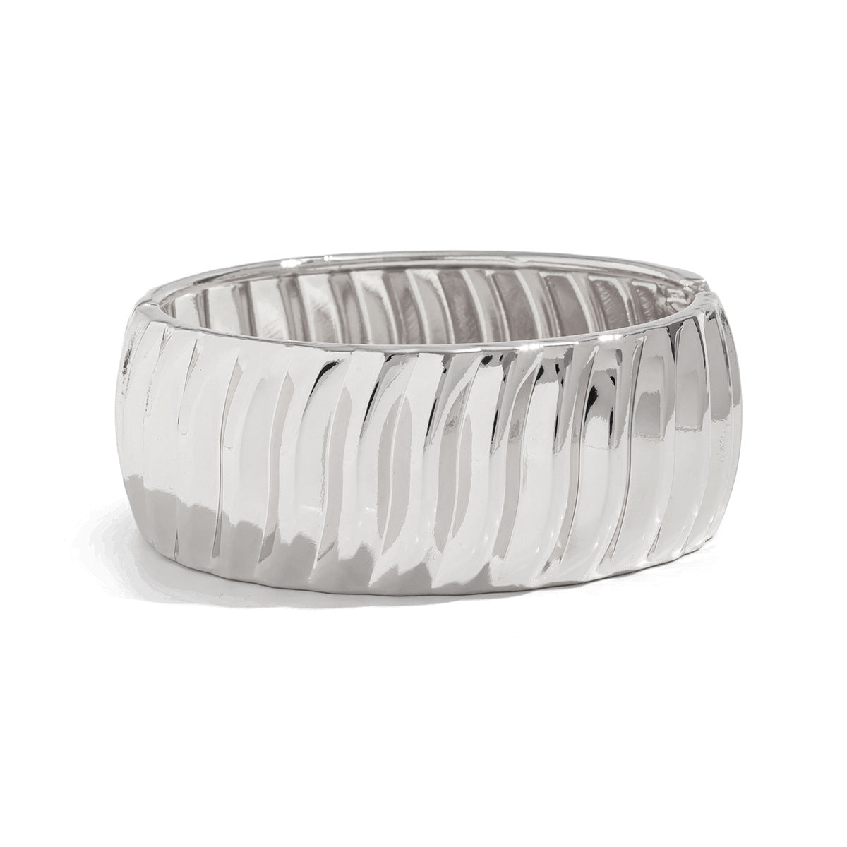 Twisted Water Wave Plated Zinc Alloy Spring Bangle Bracelet