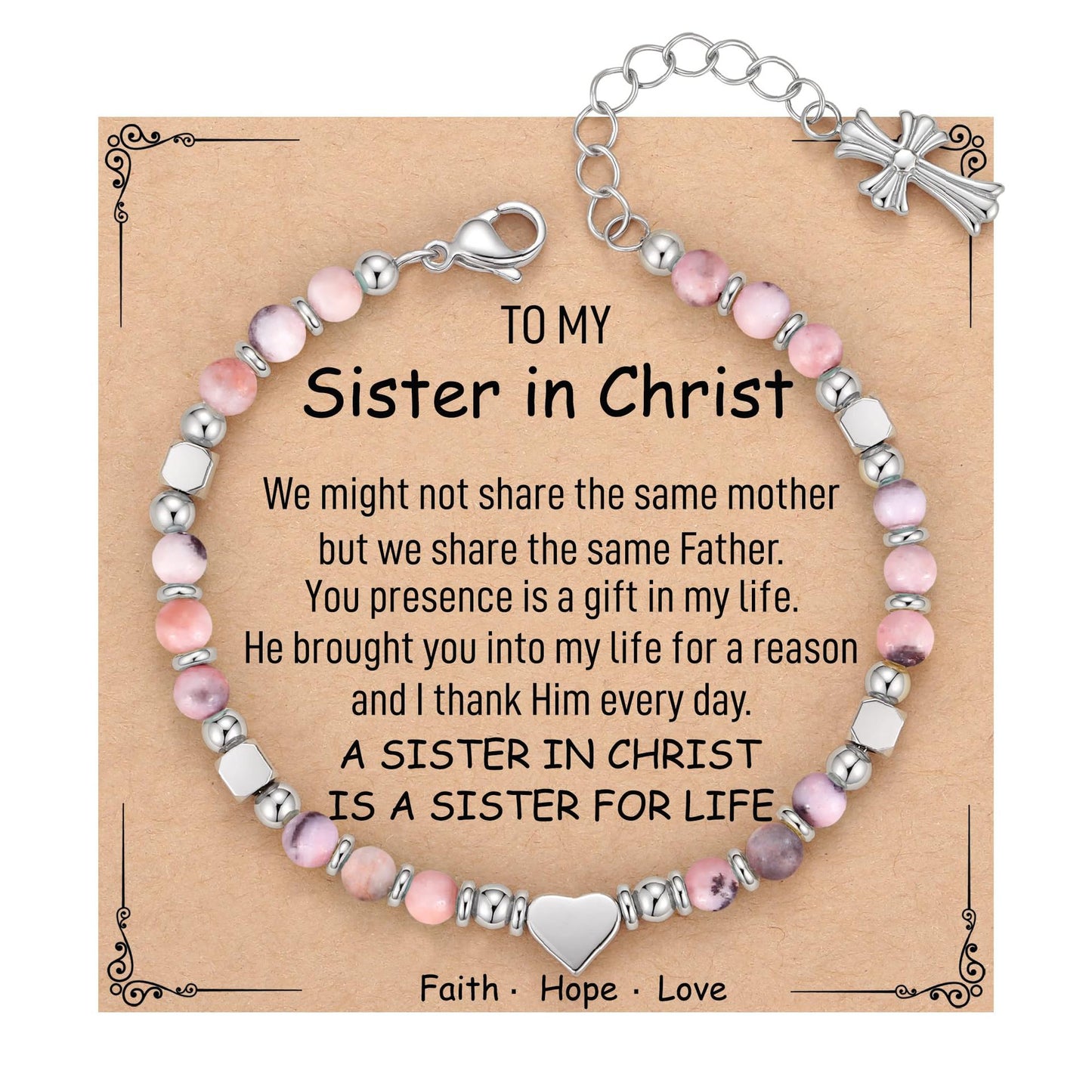 Sweet Heart Cross Stainless Steel Bracelet