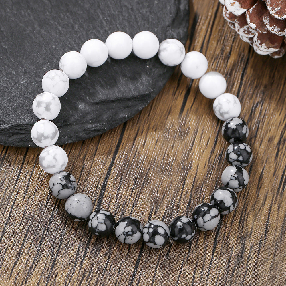 Bohemian Ethnic Handmade Turquoise Howlite Beaded Bracelet 8mm 10mm Unisex