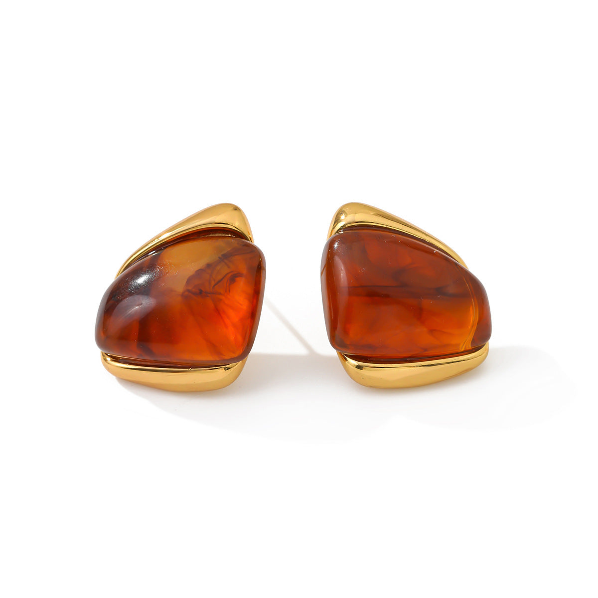 Minimalist Geometric Oval Stainless Steel PVD Plated Earrings for Women