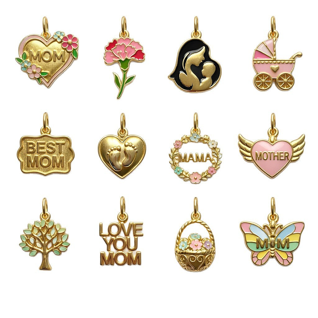 Vintage Floral Geometric Stainless Steel PVD Gold Plated Charm Bar