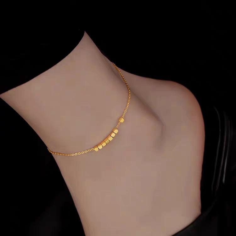 Minimalist Square Titanium Steel Plated Bracelet with Leaf Charm for Women and Men