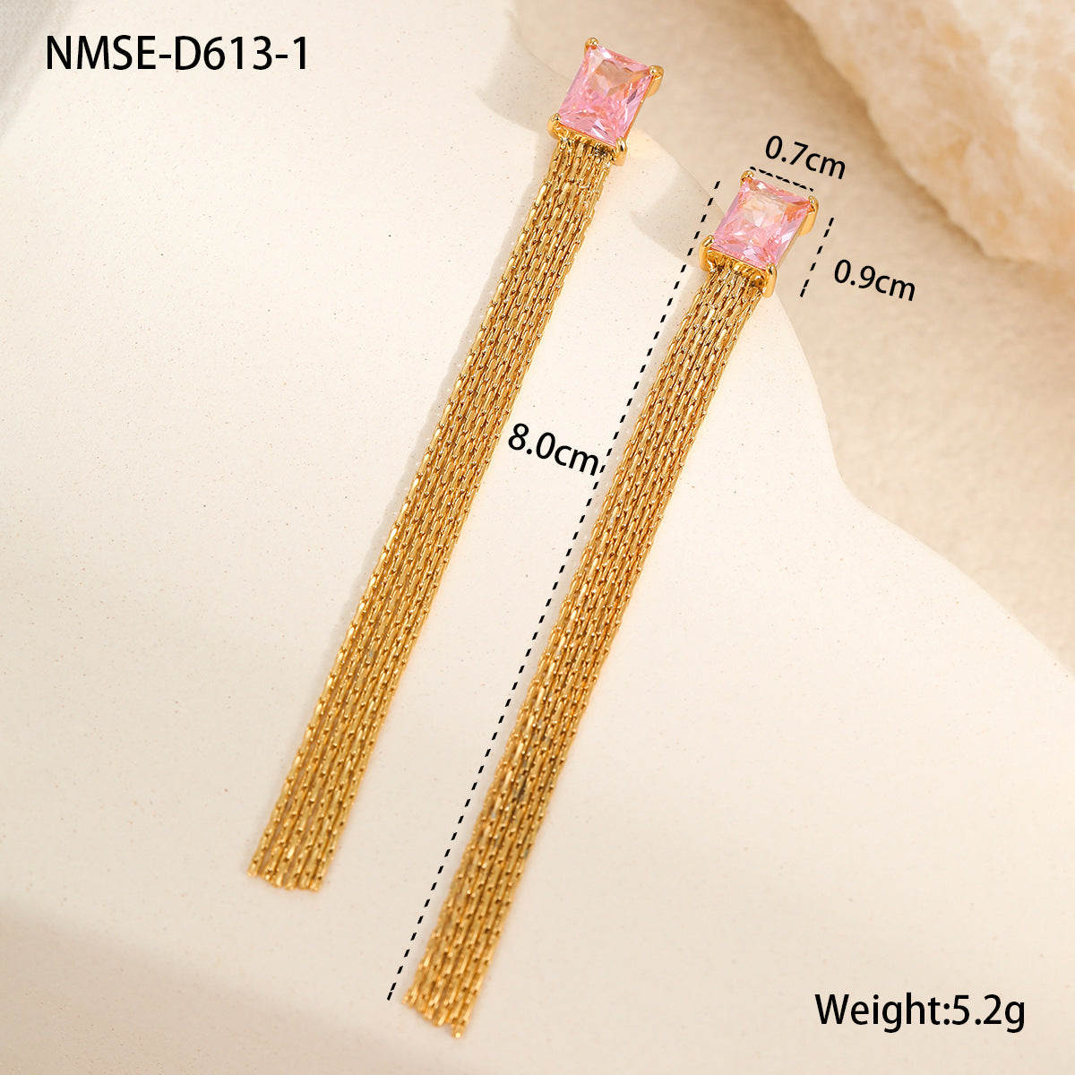 Minimalist Geometric Tassel Earrings with Zircon Inlay in Stainless Steel for Women