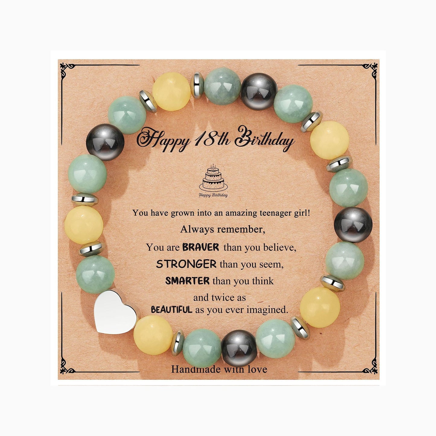 Natural Stone Zebra Print Round Beaded Bracelet for Women