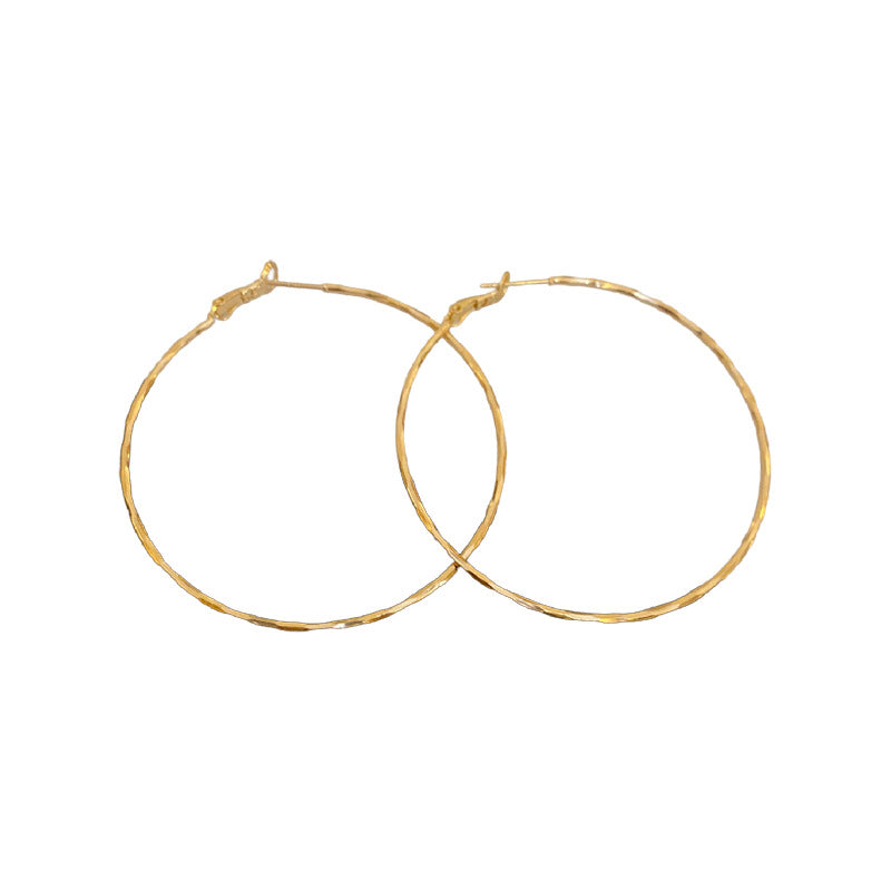 Pendientes de aro grandes, geométricos, minimalistas y elegantes para mujer, en metal chapado con postes de plata de ley
