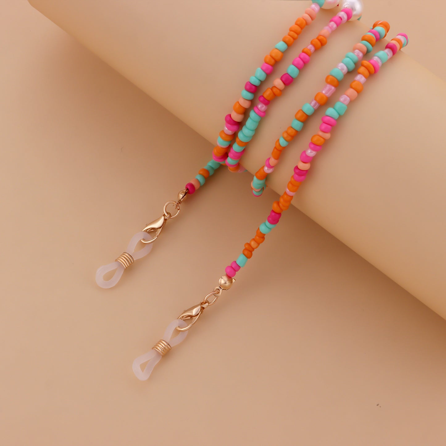 Trendy Colorful Pearl Beaded Alloy Eyeglass Chain for Women