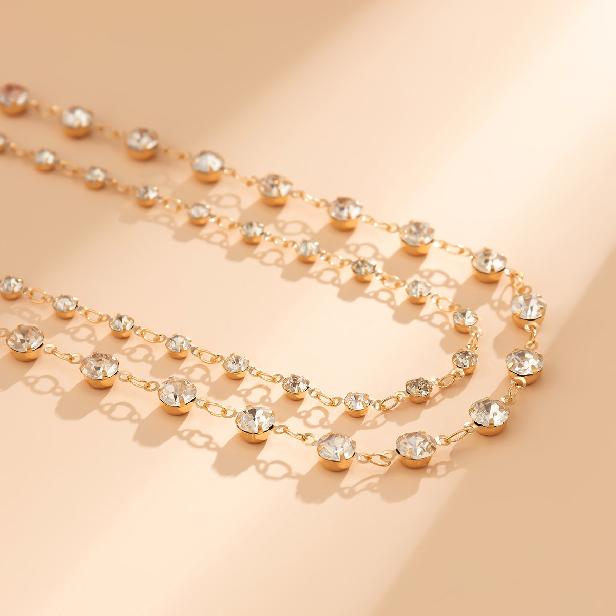 Cadena Corporal de Rhinestones de Doble Capa Minimalista, Dulce y Atrevida para Mujer con Cierre de Langosta en Metal