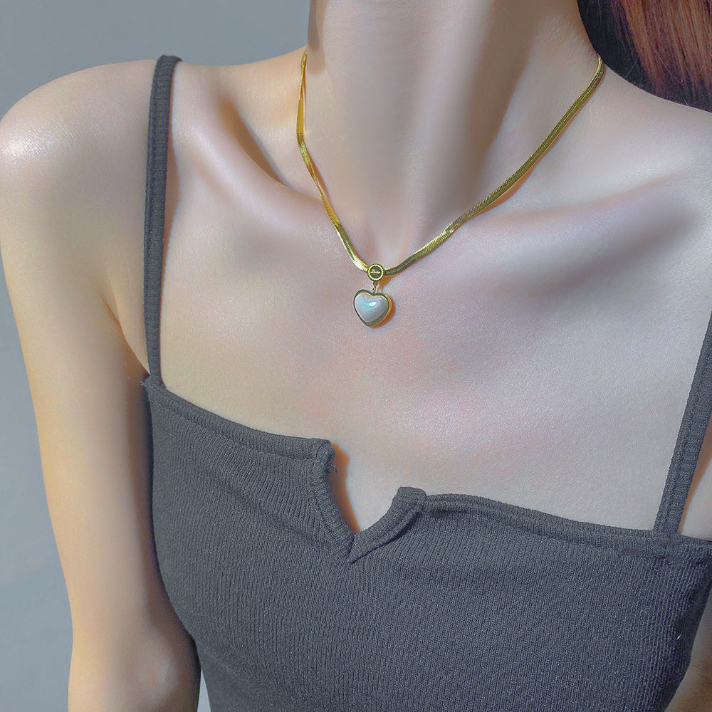 Collana minimalista geometrica in acciaio al titanio placcata oro da donna, delicata catena per clavicola