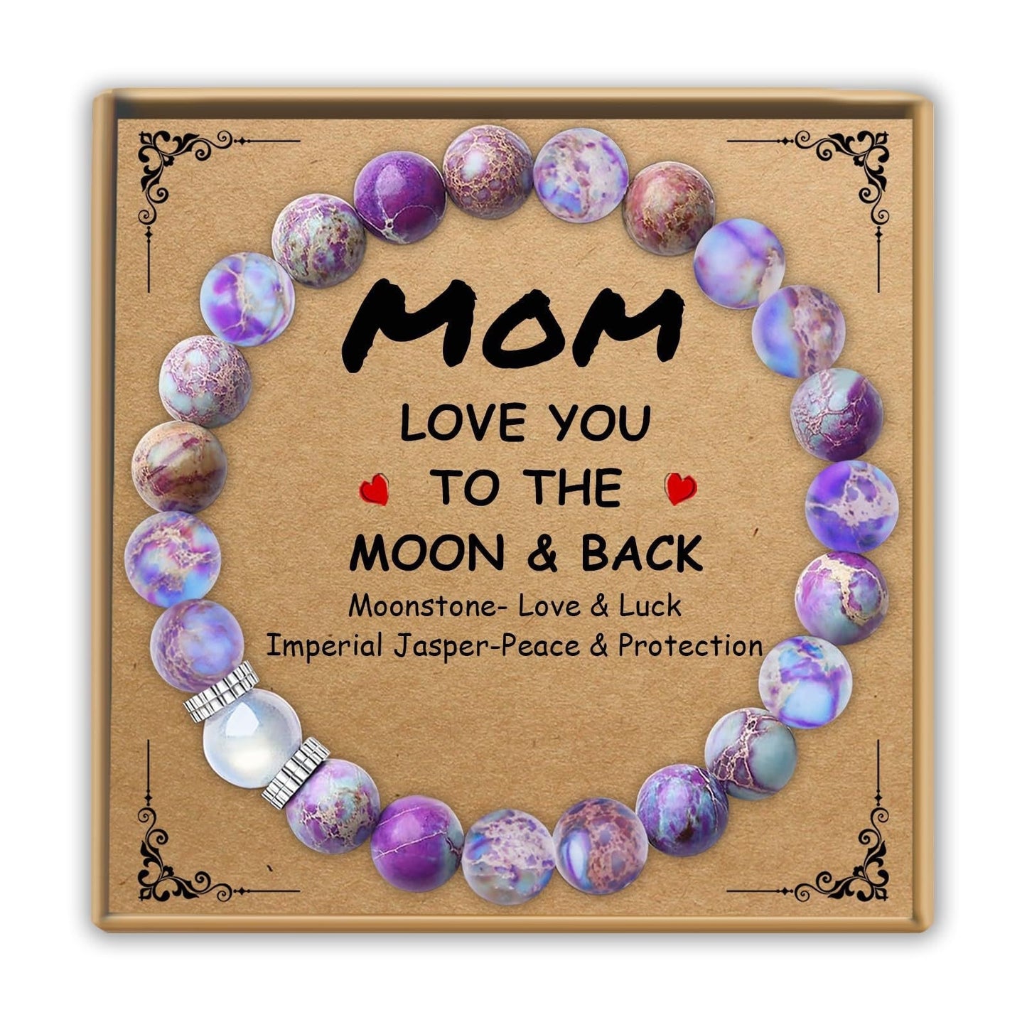 Fashion Casual Round Tree of Life Moonstone Beaded Bracelet Rose Gold Plated Unisex Jewelry