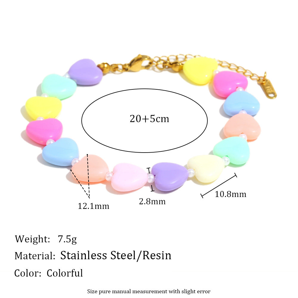 Fashionable Heart-Shaped Acrylic Necklace for Women with Handmade Finish