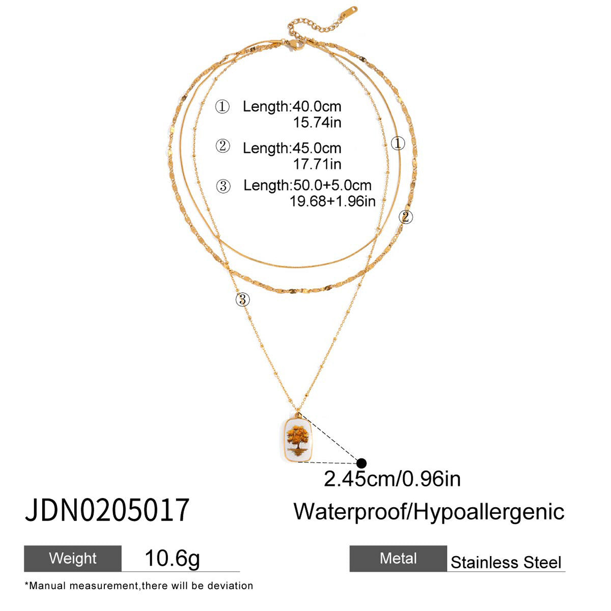 Collar de capas minimalista geométrico chapado en titanio y acero para mujer con acento de hoja de arce, cadena de clavícula de acero inoxidable