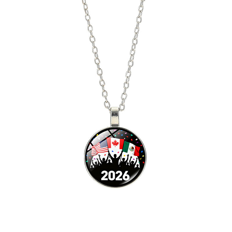 Collana sportiva casual in lega placcata argento con pendente in cristallo unisex