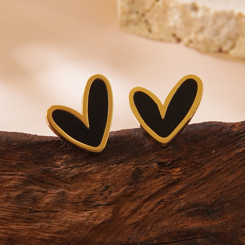 Elegant Minimalist Heart Shaped Plated Stainless Steel Stud Earrings for Women