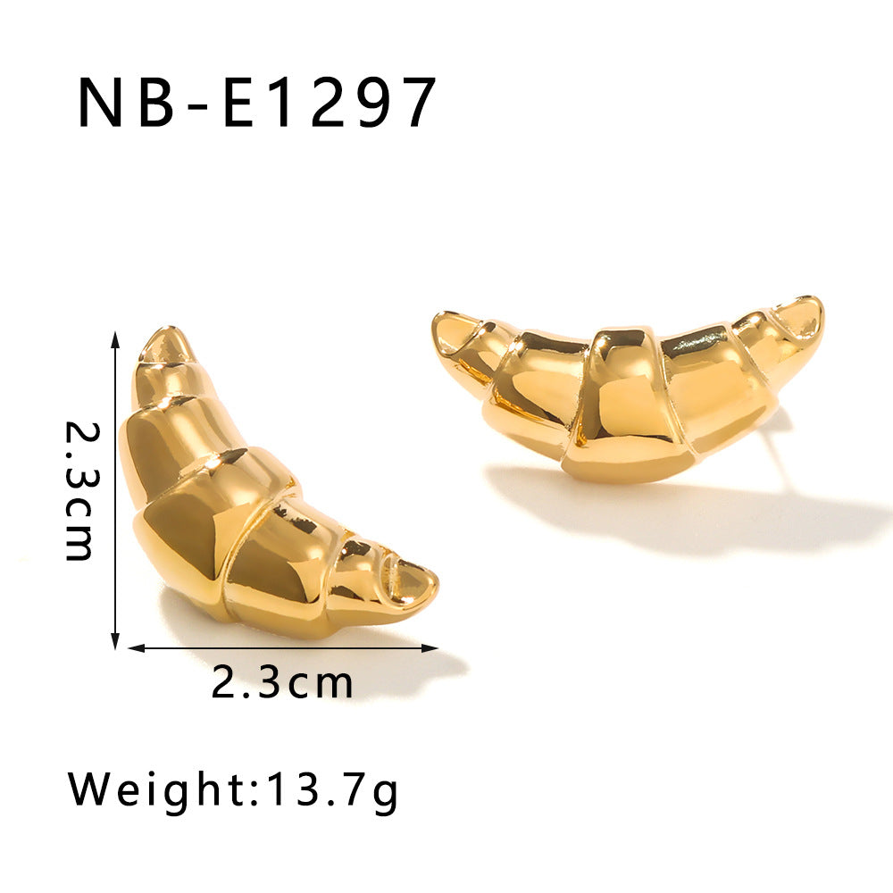 Minimalist Geometric Stainless Steel Hoop Earrings with 18K Vacuum Plating for Women