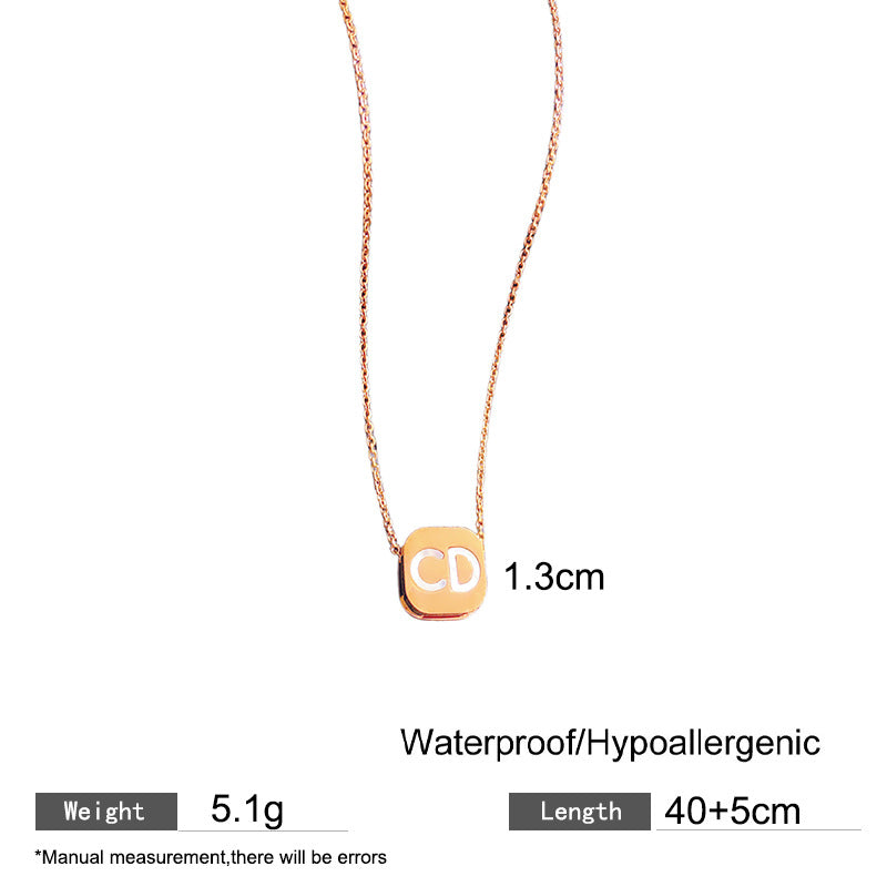 Minimalist Luxury Geometric Titanium Steel Plated CD Necklace