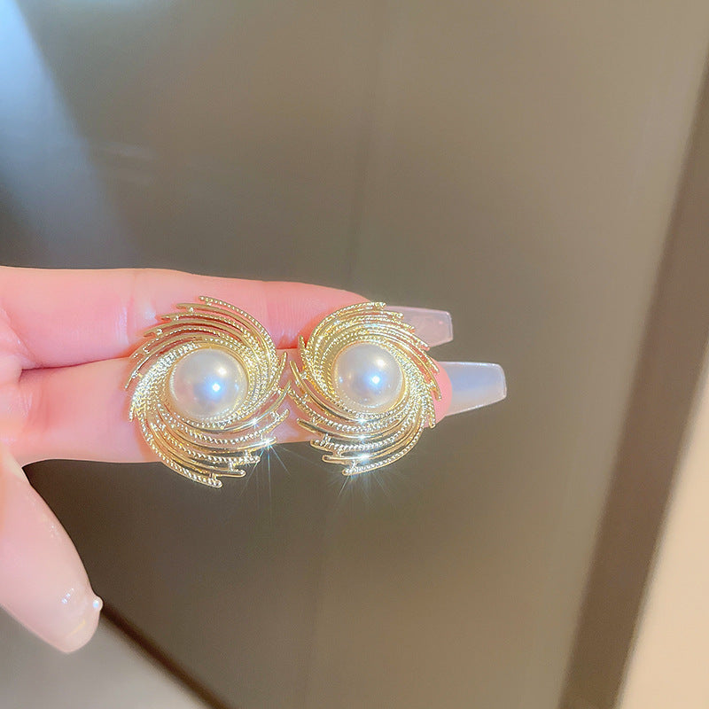 Vintage Pearl Drop Earrings with Gold Plating Stainless Steel Posts for Women