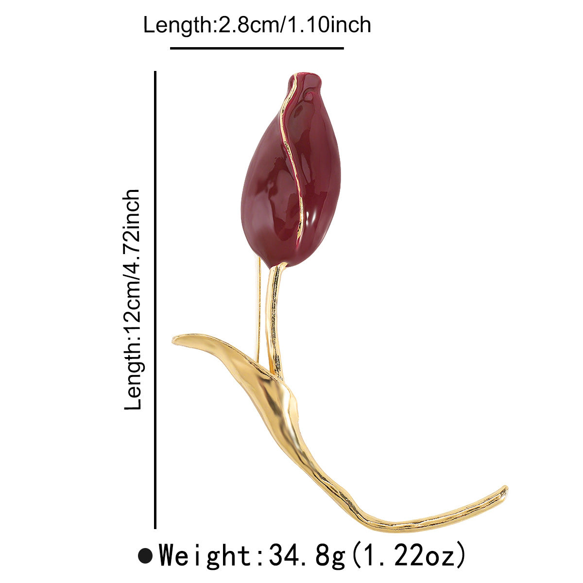 Fashionable Tulip Bud Brooch for Women in Zinc Alloy with Plated Finish, Elegant Floral Design for Office and Casual Wear