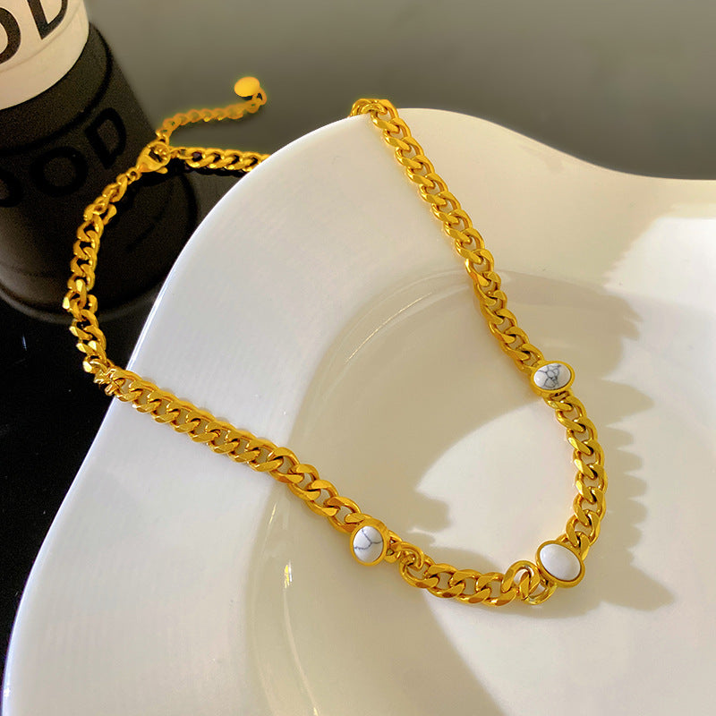 Hip-hop Gold Plated Geometric Titanium Steel Necklace for Unisex