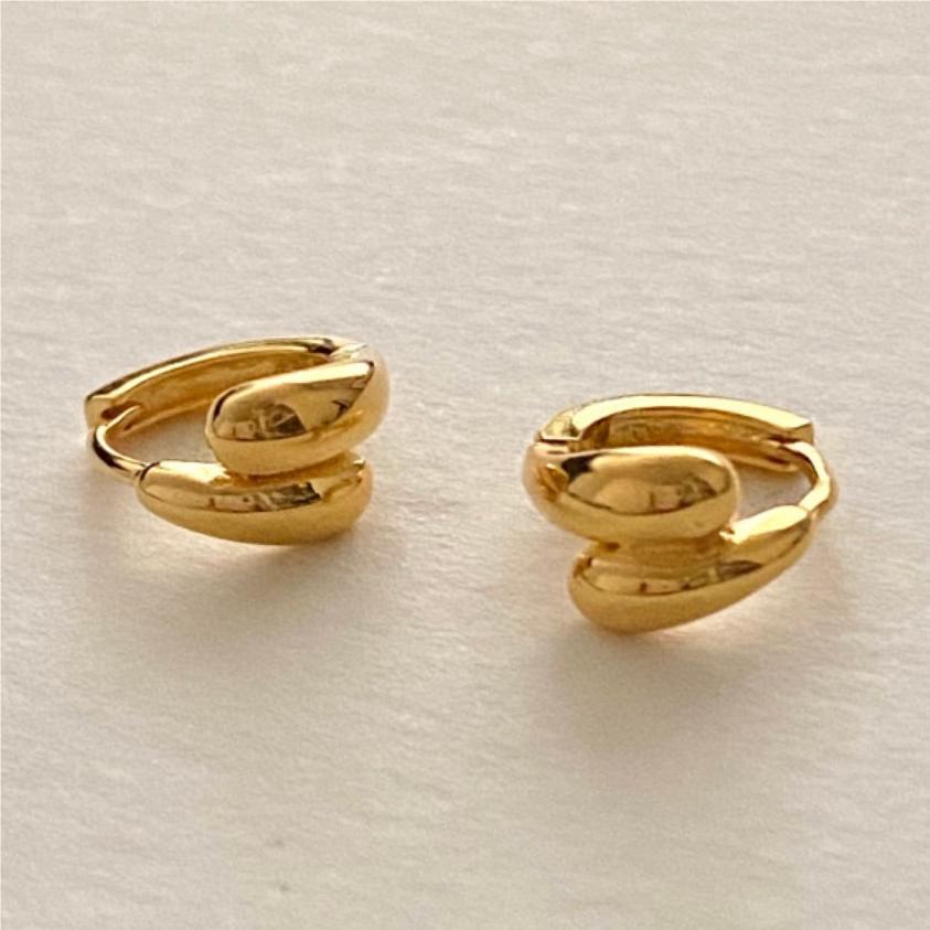 Minimalist Geometric Letter Stud Earrings in 925 Sterling Silver with Gold Plating for Women