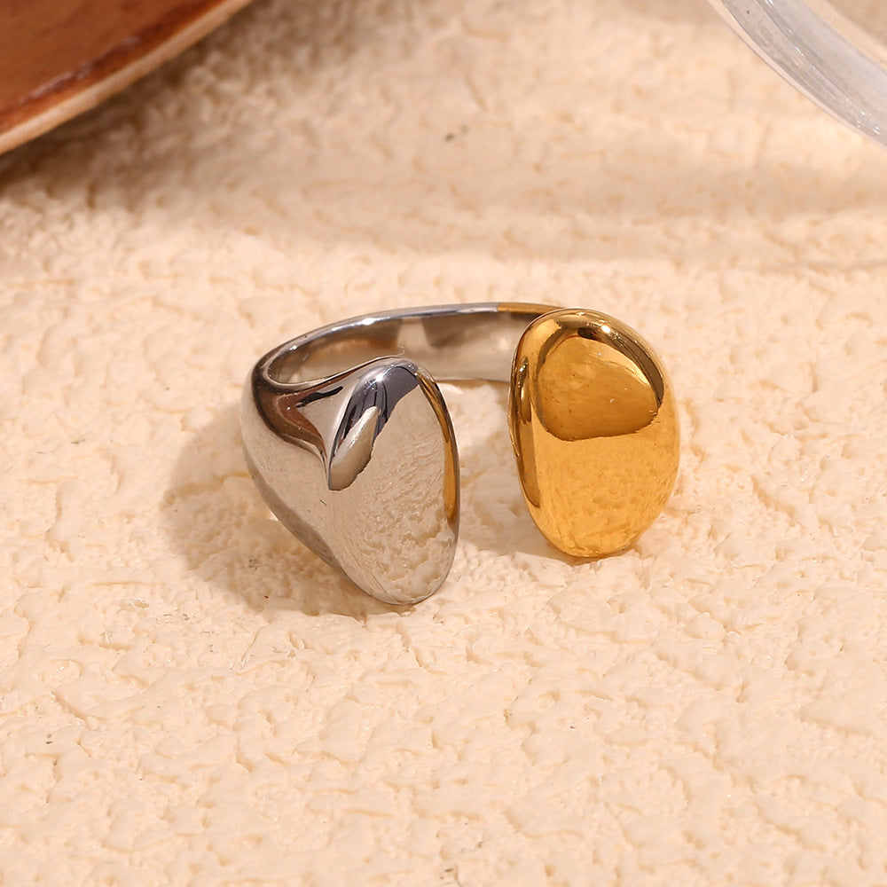 Anello Minimalista Geometrico da Donna in Acciaio Inossidabile Placcato Oro 18K