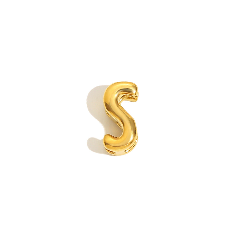 Collana Minimalista con Ciondolo a Lettera da Donna in Acciaio Inox con Placcatura in Oro 18K Design Cavo