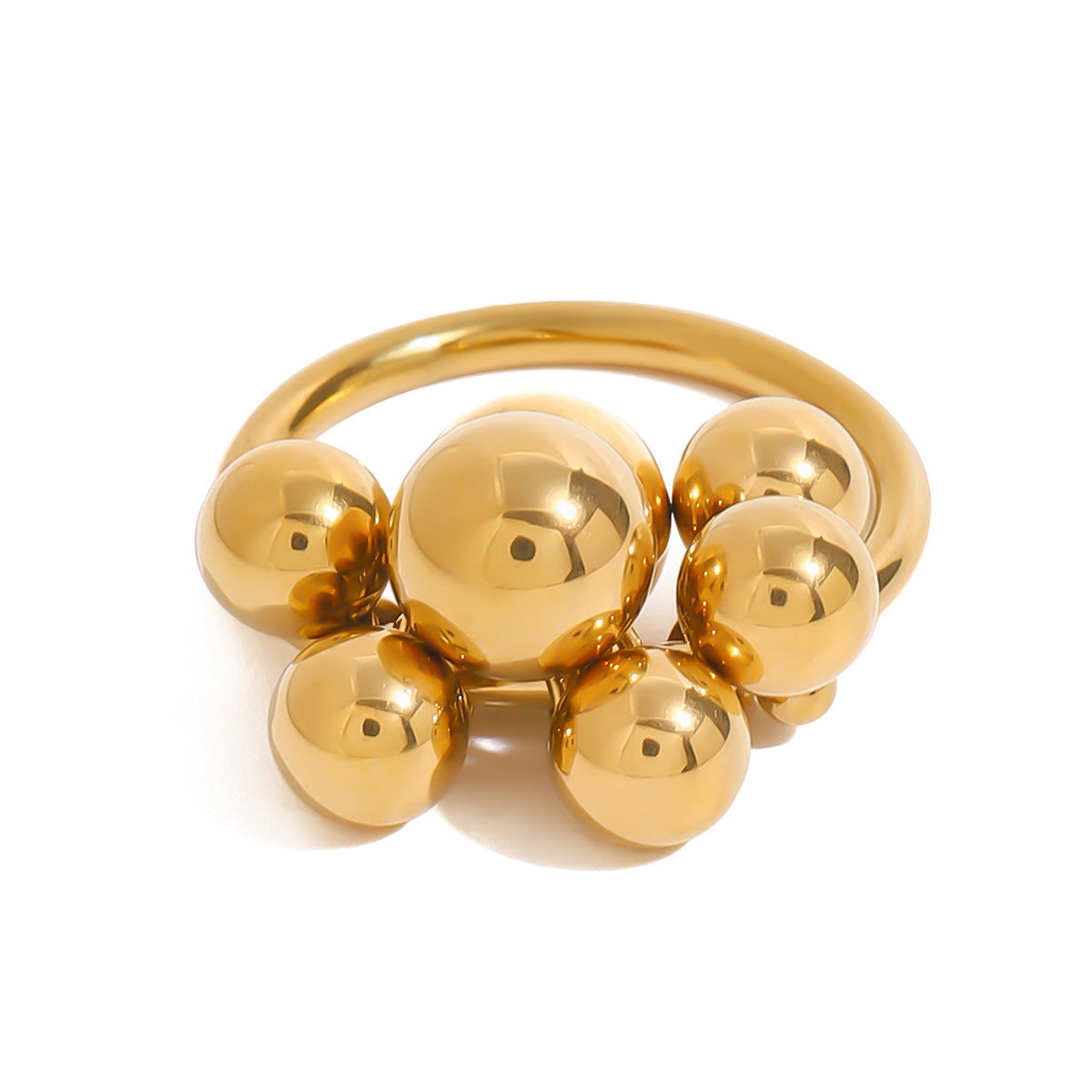 Anello geometrico in acciaio titanio con finitura galvanica per donna, gioiello da mano alla moda e resistente allo sbiadimento