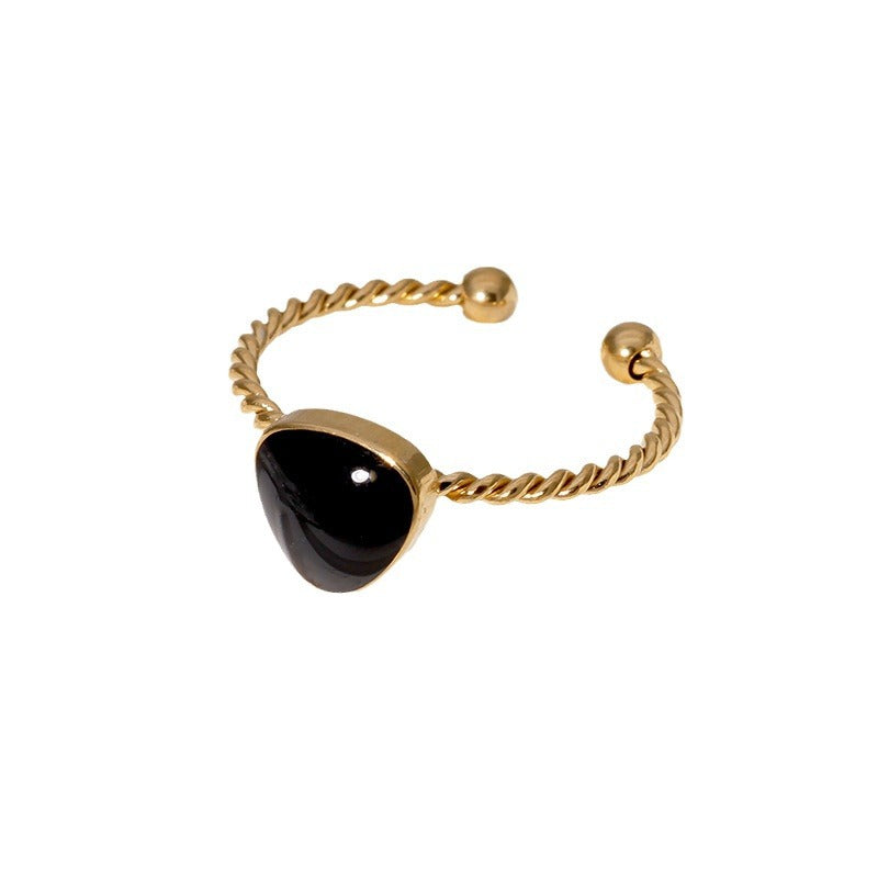 Anello da donna minimalista geometrico in acciaio inossidabile placcato oro, fascia aperta regolabile, anello alla moda