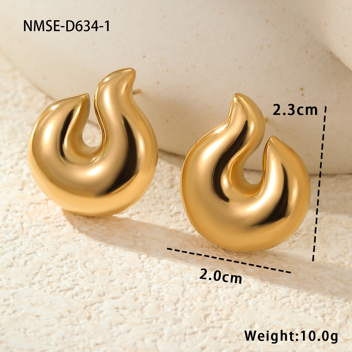 Orecchini a perno a forma di fiamma minimalisti in acciaio inossidabile placcato da donna