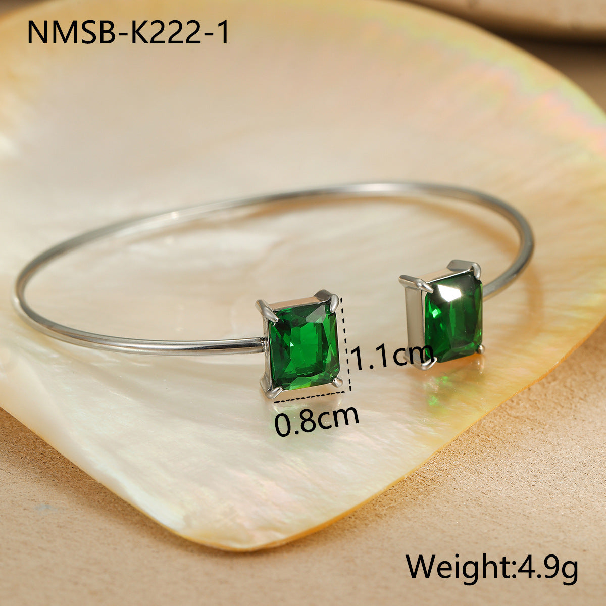 Minimalist Square Zircon Stainless Steel Bracelet with 18K Gold Plating for Women