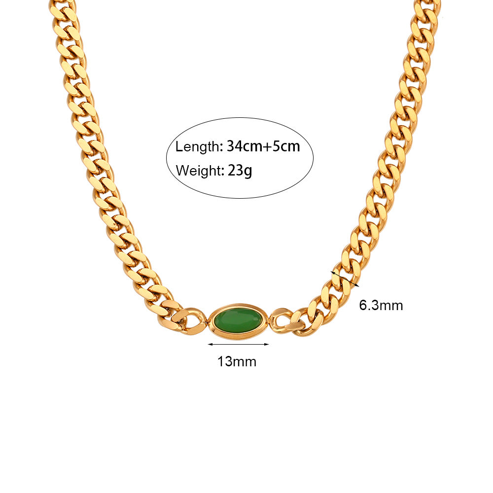Collana girocollo minimalista ovale con ciondolo in acciaio inossidabile placcato oro 18 carati da donna
