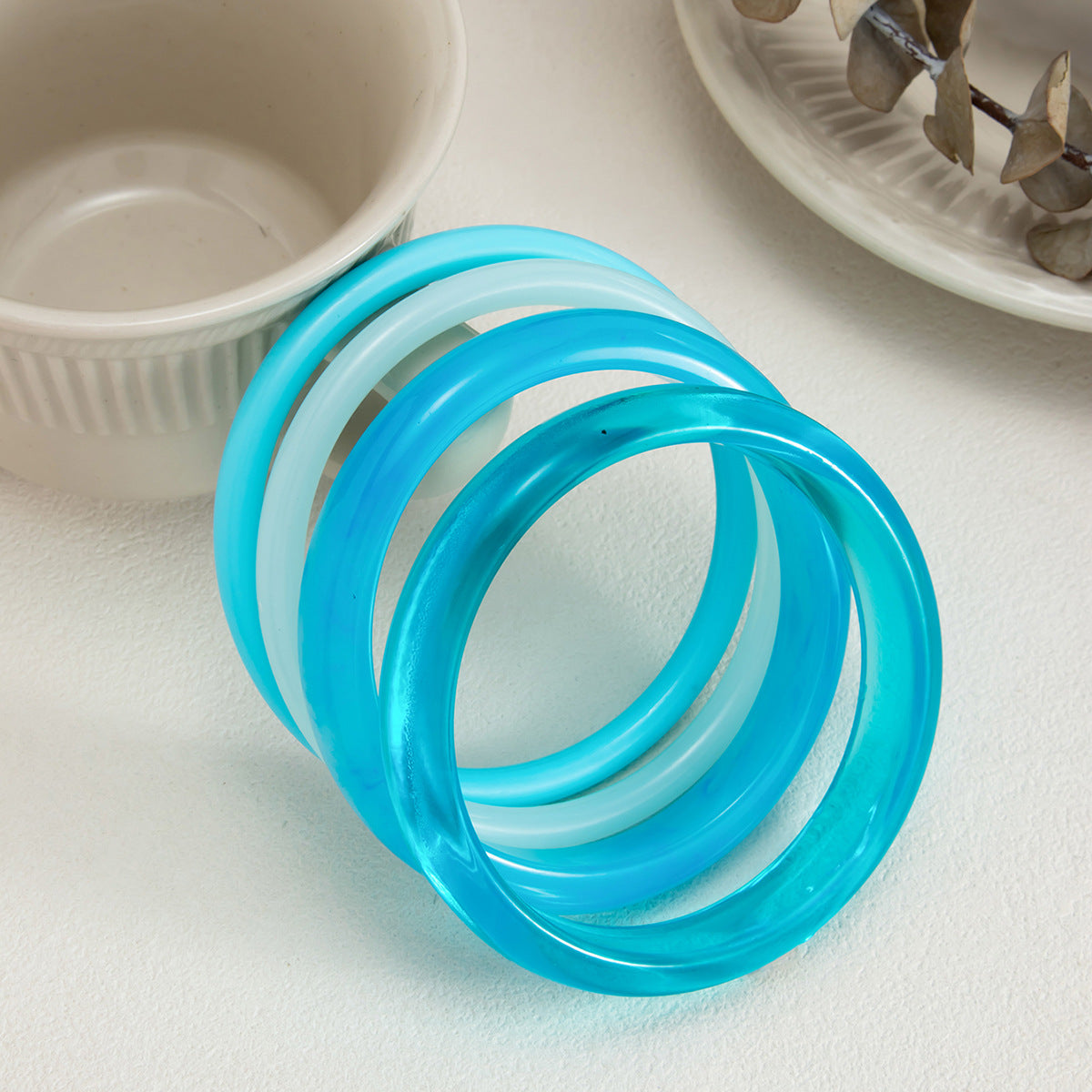 Fashion Gradient Geometric Resin Bangle Bracelet