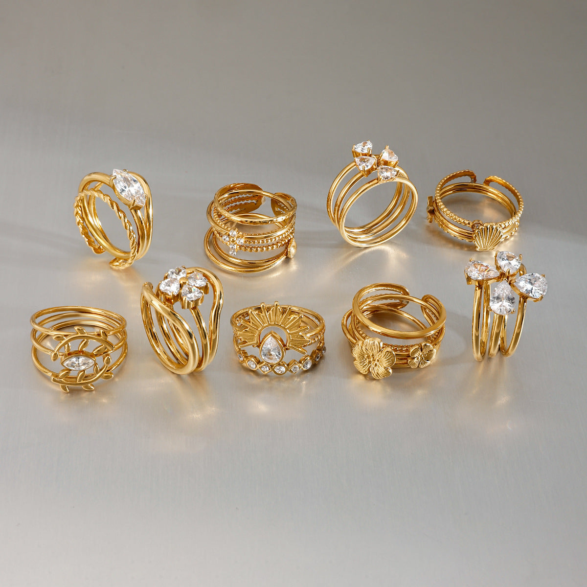 Geometric Titanium Steel Ring for Women with Plating Finish, Fashionable and Tarnish-Resistant Stainless Steel Jewelry